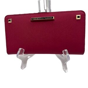 Rebecca Minkoff Hot Pink Leo Snap Top Card Wallet Colorful Preppy‎ Designer
